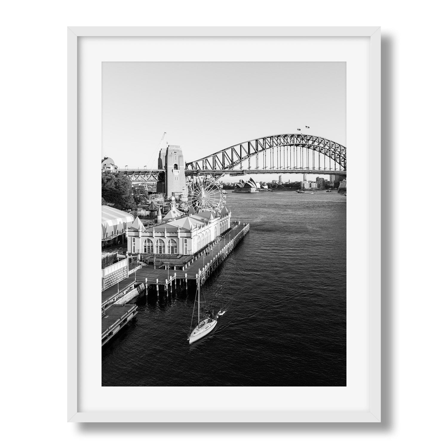 Sydney Harbour From Luna Park Black & White - Peter Yan Studio Framed Photo Print Wall Art