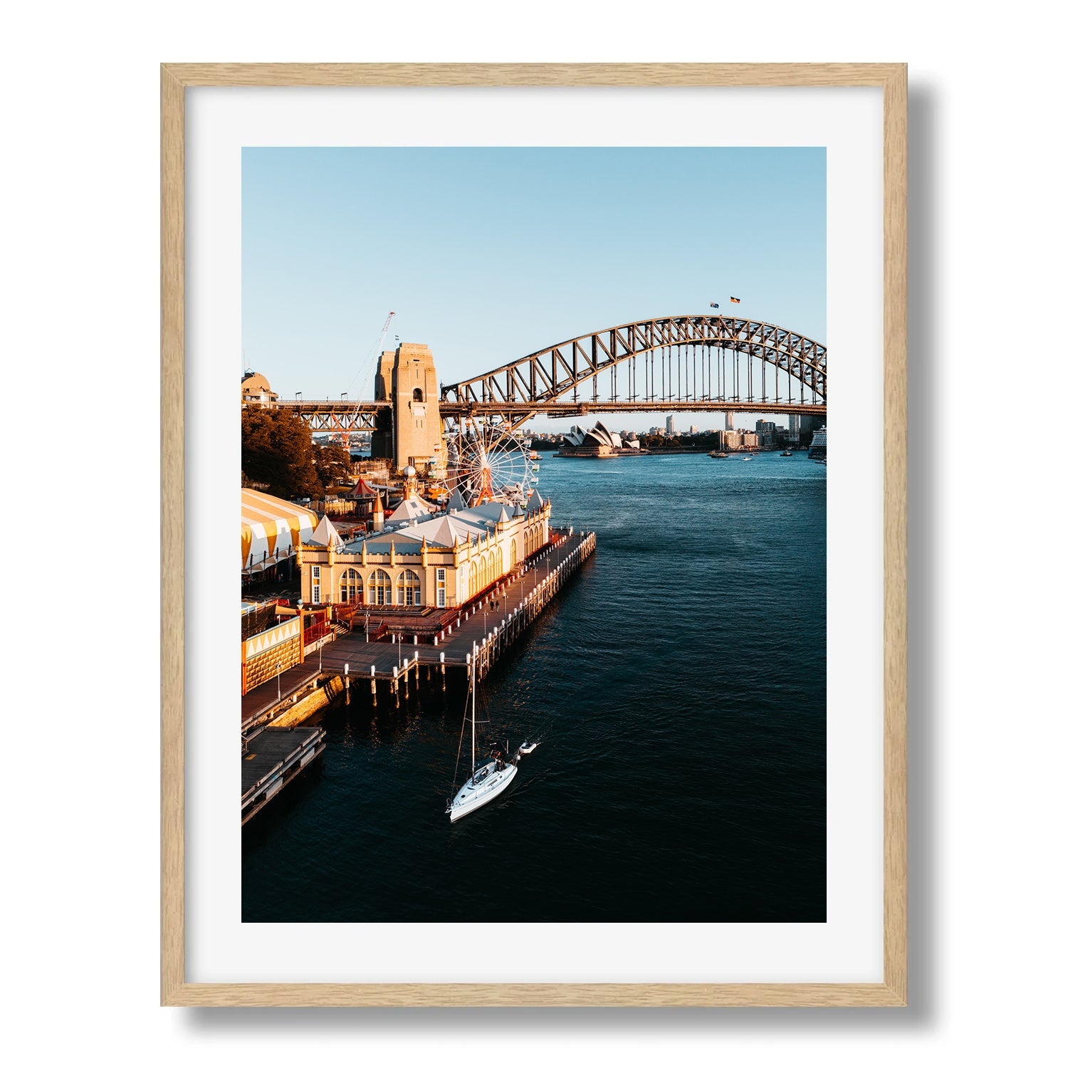 Sydney Harbour from Luna Park Framed Print - Aerial by Peter Yan Studio