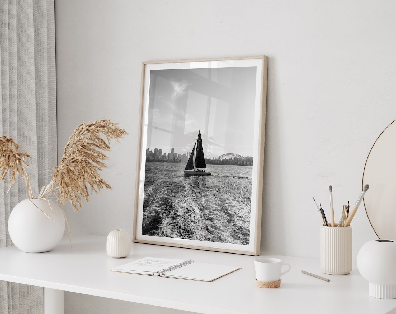 Sydney Harbour Sailing Black & White - Peter Yan Studio Framed Photo Print Wall Art