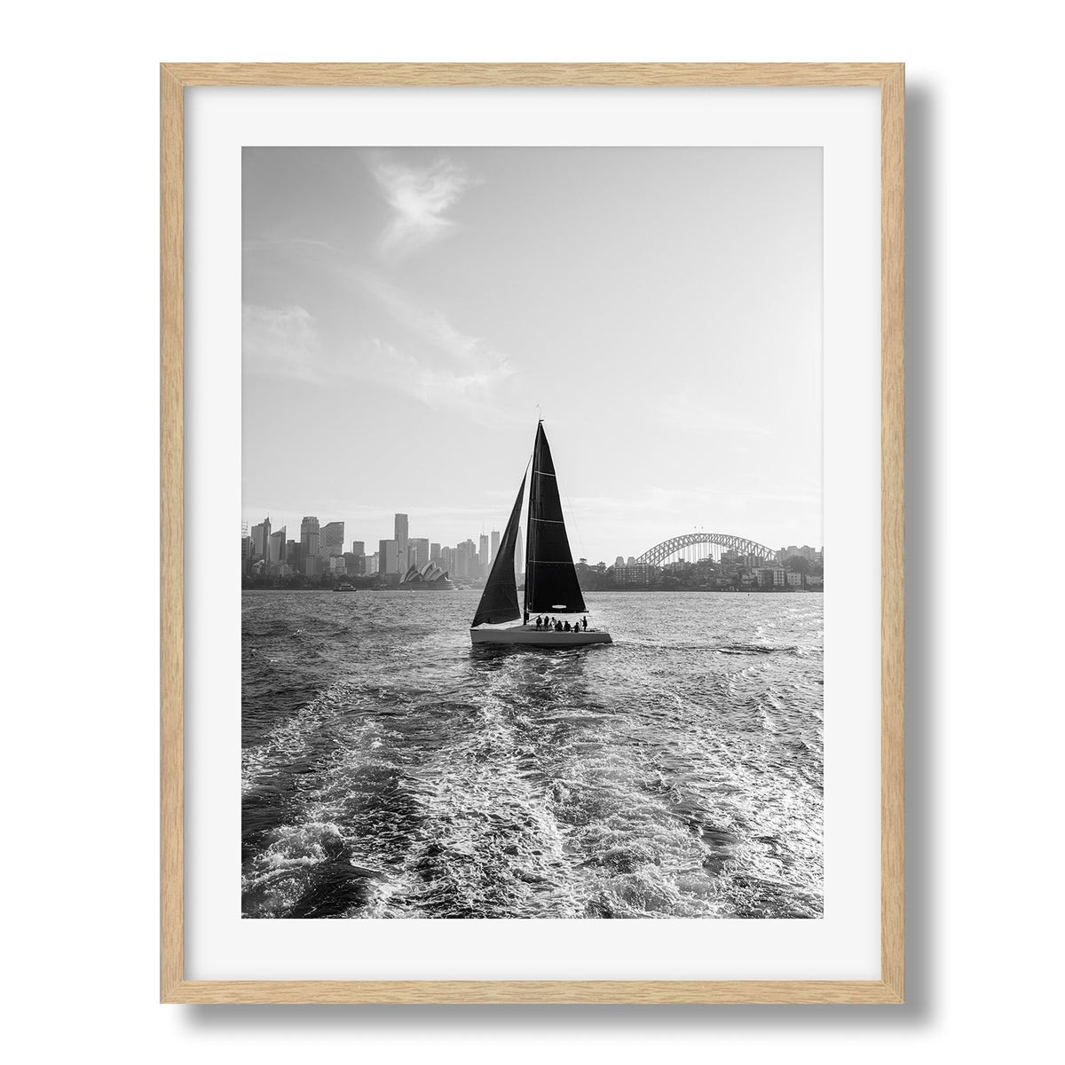 Sydney Harbour Sailboat Framed Print | Black and White Wall Art