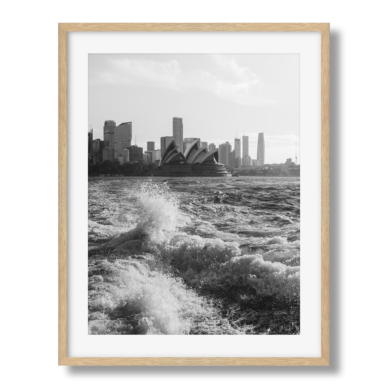 Sydney Opera House Wave Splash Black & White Framed Print - Architecture by Peter Yan Studio