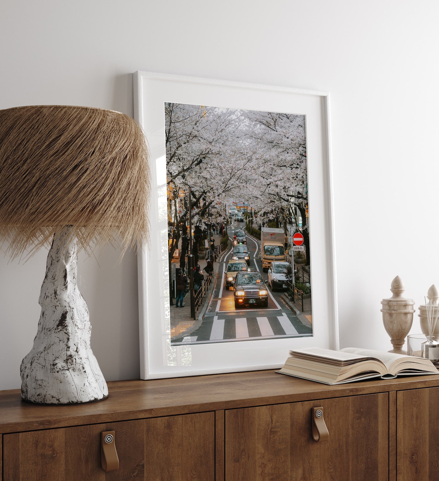 Tokyo Taxis Under The Cherry Blossoms - Peter Yan Studio Framed Photo Print Wall Art