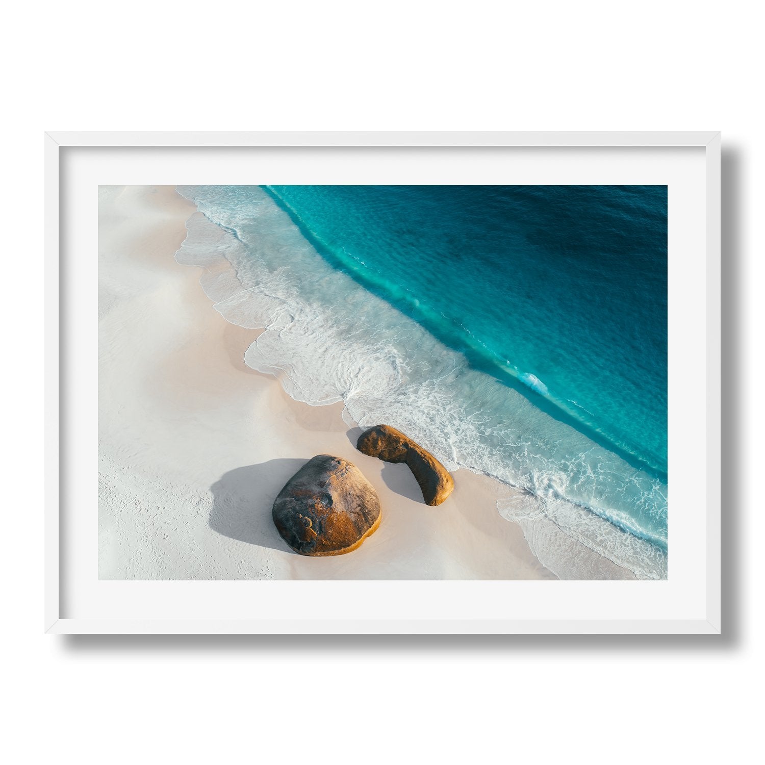 Two Rocks On The Beach Framed Print - Aerial by Peter Yan Studio