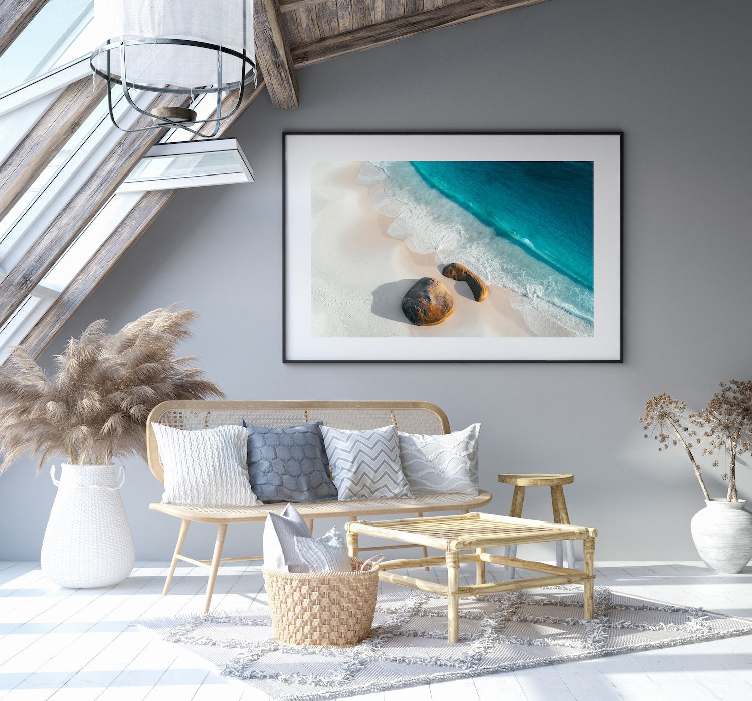Two Rocks On The Beach - Peter Yan Studio Framed Photo Print Wall Art