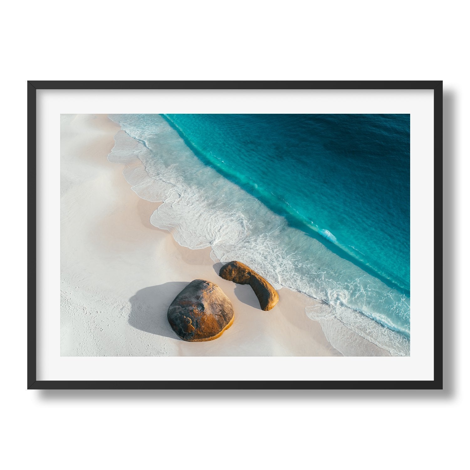 Two Rocks On The Beach Framed Print - Aerial by Peter Yan Studio
