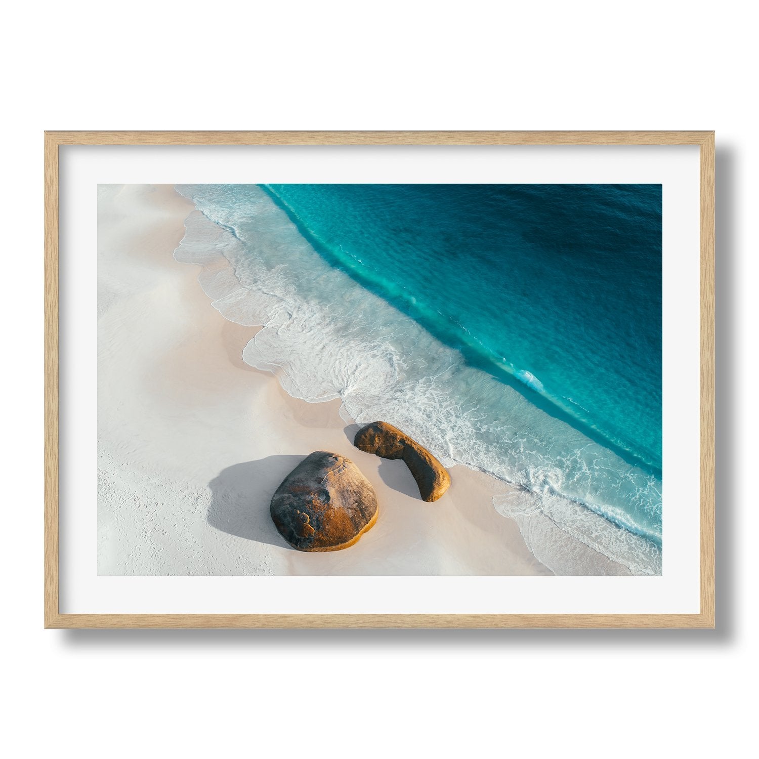 Two Rocks On The Beach Framed Print - Aerial by Peter Yan Studio