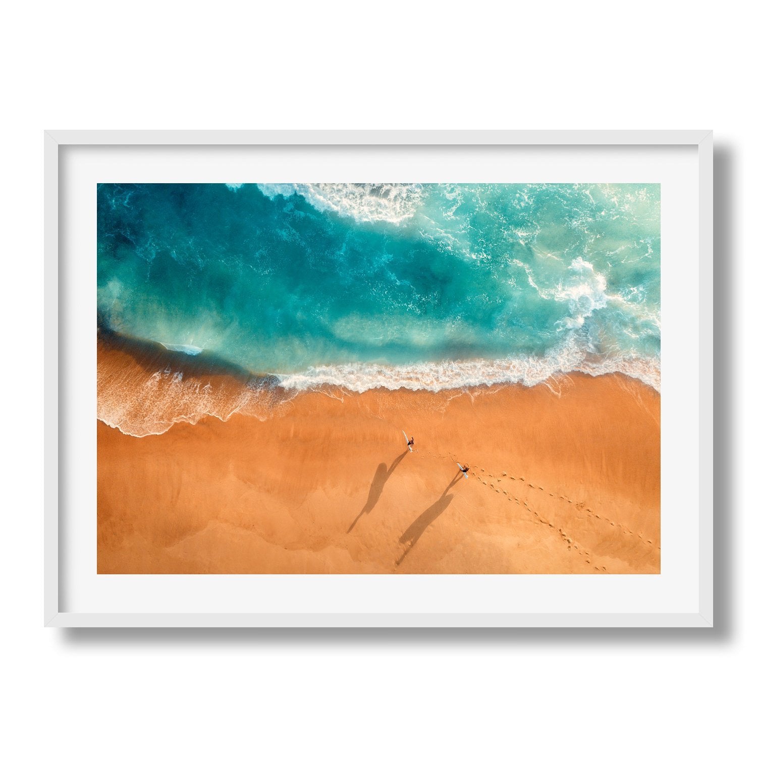Two Surfers Framed Print - Aerial by Peter Yan Studio