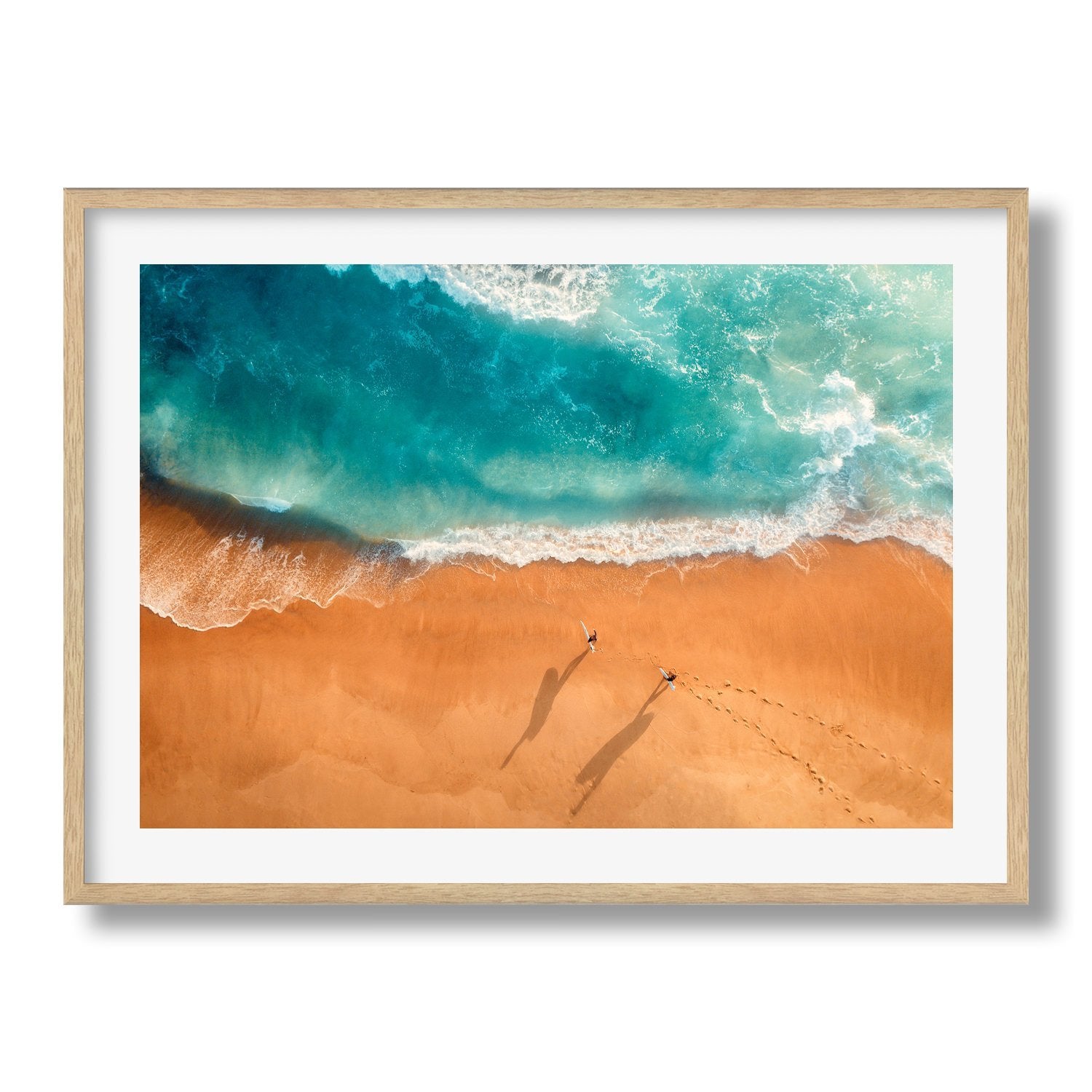 Two Surfers Framed Print - Aerial by Peter Yan Studio
