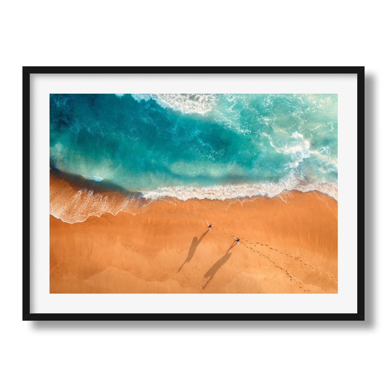 Two Surfers Framed Print - Aerial by Peter Yan Studio