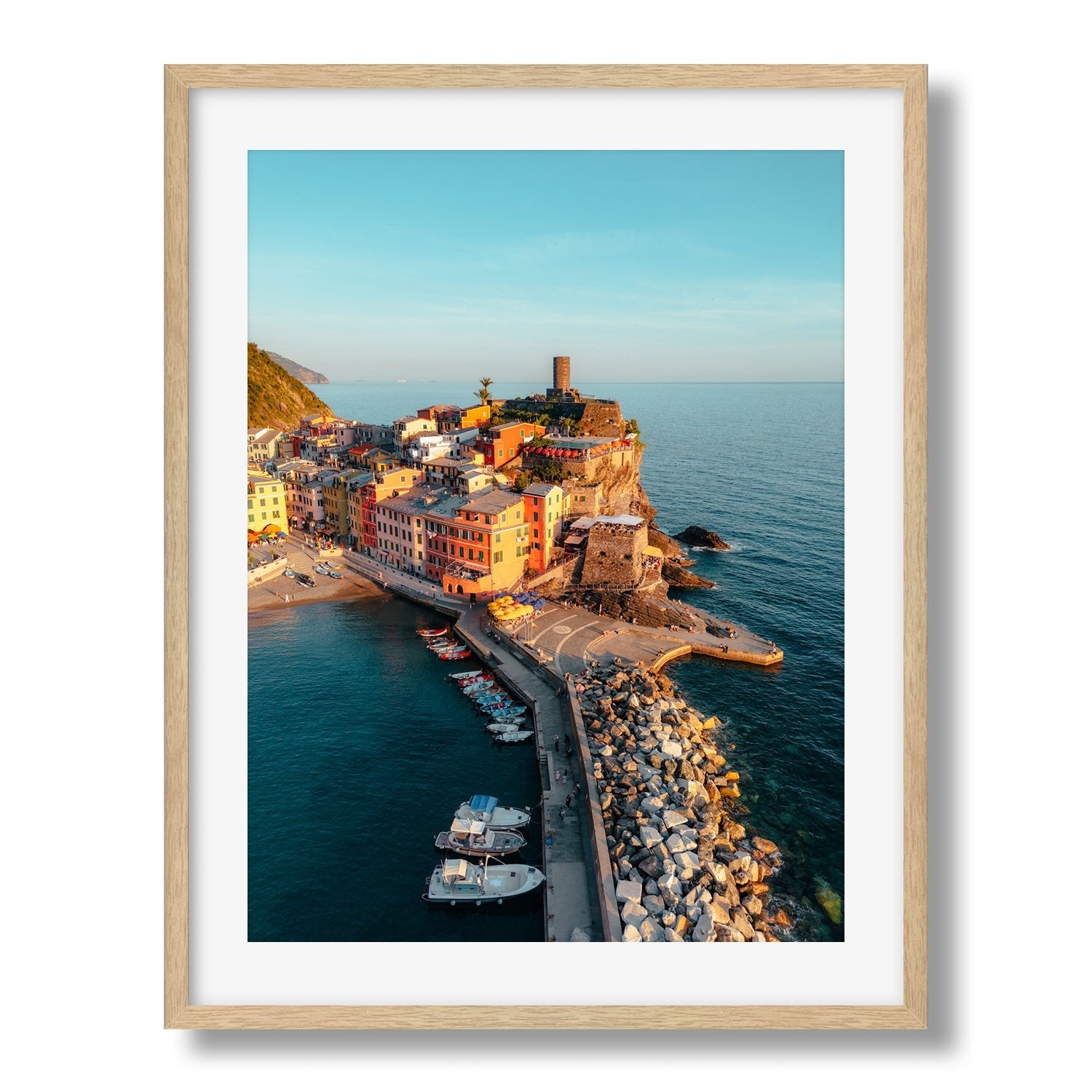 Vernazza Sunset, Cinque Terre Framed Print - Aerial by Peter Yan Studio